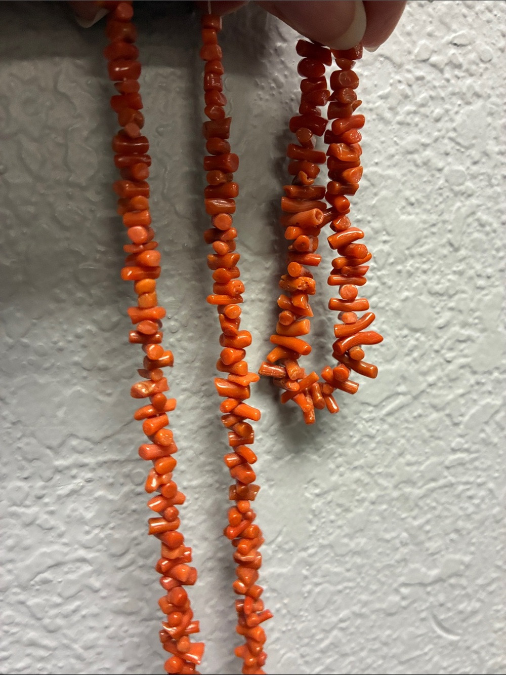 Orange Coral Chip 34” Necklace and Bracelet Set